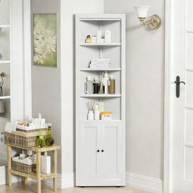71" Tall Corner Storage Cabinet with 2 Doors, 5-Tier Metal Cabinet with Adjustable Shelves, Freestanding Kitchen Storage for Pantry, Living Room