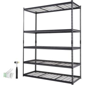 Storage Shelving Unit, 5-Tier Adjustable, 2000 lbs Capacity, Heavy Duty Garage Shelves Metal Organizer Wire Rack, Black