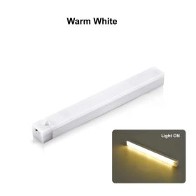 Wireless USB Rechargeable Motion Sensor LED Bar Light Induction Night Light Portable Cordless Magnetic Cabinet Lamp for Kitchen (Length: Length 30CM, Color: Warm white)