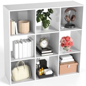 Cube Storage Organizer - Open Cube Bookshelf with Removable Back Panels, Display Storage Bookcase for Living Room, Bedroom, Entrance Hall (Color: White/9 Cube)