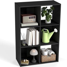 Cube Storage Organizer - Open Cube Bookshelf with Removable Back Panels, Display Storage Bookcase for Living Room, Bedroom, Entrance Hall (Color: Black/6 Cube)