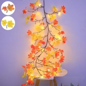 Fall Wall Decor Macrame Wall Hanging Shelf with Fall Lighted Garland (size: 144LED/7.55FT)