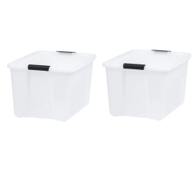 (2 pack)60 Qt. Plastic Storage Bins with Lids, Clear, Latching, Stackable, Totes (Pack Size: 2 Pack Pearl)