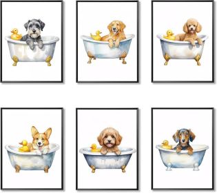 6 Piece Vintage Reading Quote Wall Art Prints, Retro Book Lover Canvas Posters with Inspirational Library Quotes (Color: Dog  16"L x 12"W Unframed)