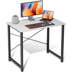 Computer Desk for Home Office, Modern Study Work Table Simple Style for Bedroom, Writing Desks with X-Shaped Reinforcement (Color: white/31IN)
