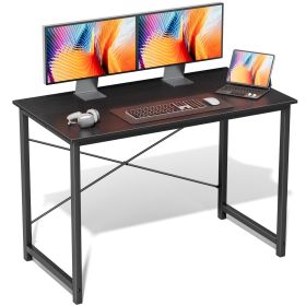 Computer Desk for Home Office, Modern Study Work Table Simple Style for Bedroom, Writing Desks with X-Shaped Reinforcement (Color: Black/40IN)