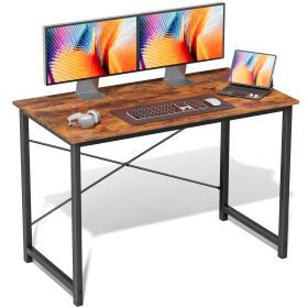 Computer Desk for Home Office, Modern Study Work Table Simple Style for Bedroom, Writing Desks with X-Shaped Reinforcement (Color: brown/40IN)