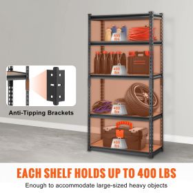 Storage Shelving Unit, 5-Tier Adjustable, 2000 lbs Capacity, Heavy Duty Garage Shelves Metal Organizer Utility Rack, Black (Default: Default)