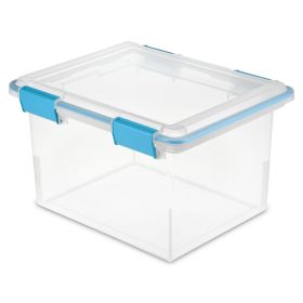 32 Quart Gasket Box, Weather-Resistant Clear Storage Bin with Lid, Blue (Pack Size: 2 Pack)